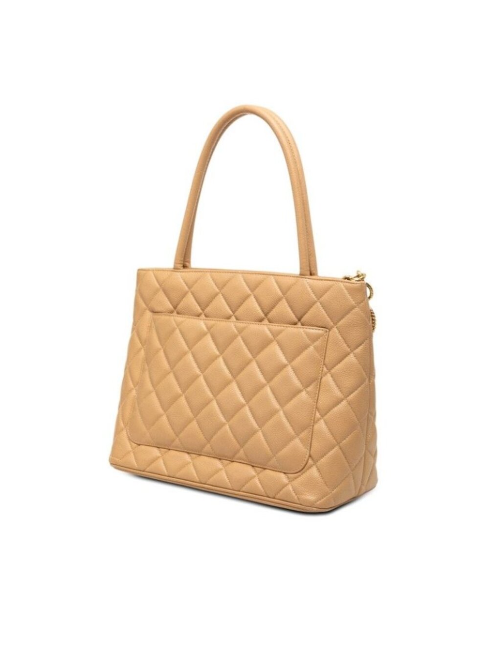 Chanel Quilted CC Logo Reissue Tote Bag Beige Caviar Leather - Picture 2 of 7